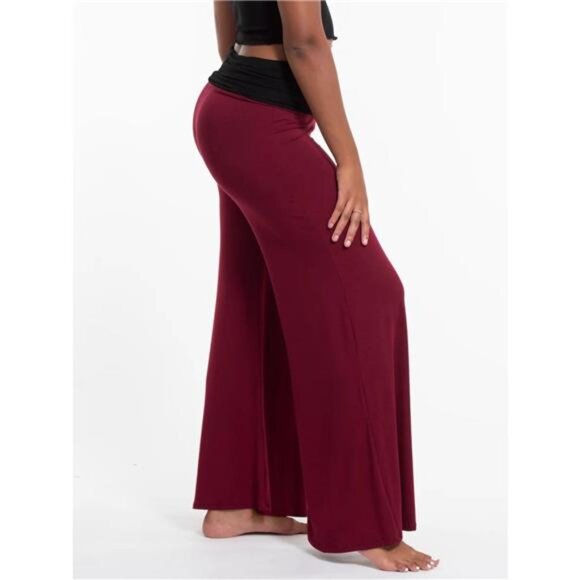 High Waisted Wide Leg Yoga Pants with Contrast Waistband - Picture 11 of 16